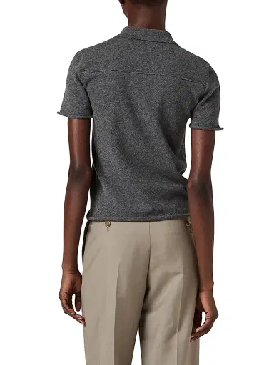 Miu Miu Women's Cashmere Polo Shirt - Grey - Size 8 | Thumbnail 3