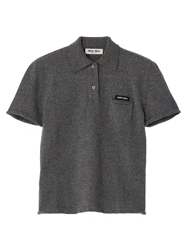 Miu Miu Women's Cashmere Polo Shirt - Grey - Size 8 | Thumbnail 1