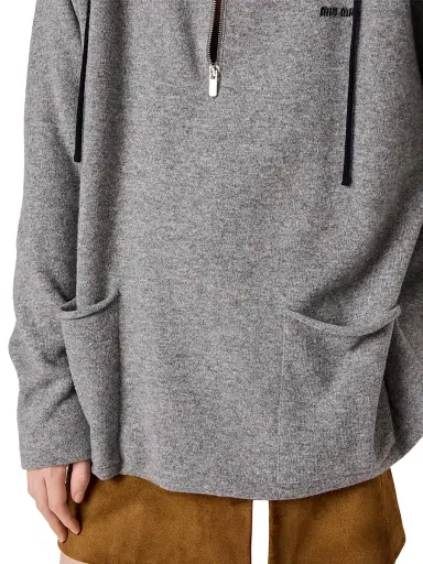 Miu Miu Women's Cashmere Half-Zipper Sweater - Grey | Thumbnail 4