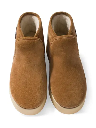 Miu Miu Women's Suede and Shearling Slip-On Booties - Brown | Thumbnail 2 Miu Miu Women's Suede and Shearling Slip-On Booties - Brown | Thumbnail 2