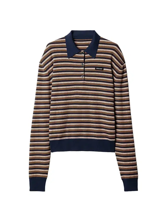Women's Wool Polo Shirt - Beige Multi