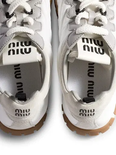Miu Miu Women's Tyre Technical Fabric and Suede Sneakers - White - Size 5.5 | Thumbnail 3 Miu Miu Women's Tyre Technical Fabric and Suede Sneakers - White - Size 5.5 | Thumbnail 3