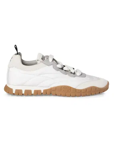 Miu Miu Women's Tyre Technical Fabric and Suede Sneakers - White - Size 5.5 | Thumbnail 1 Miu Miu Women's Tyre Technical Fabric and Suede Sneakers - White - Size 5.5 | Thumbnail 1