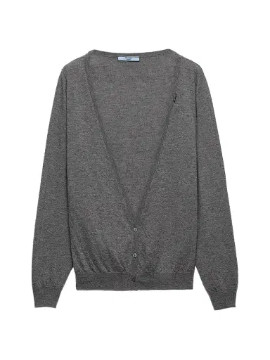 Prada Women's Cashmere Cardigan - Grey | Thumbnail 1