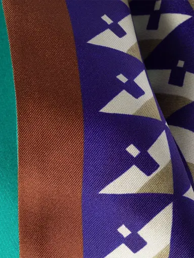 Miu Miu Women's Printed Silk Scarf - Brown | Thumbnail 3 Miu Miu Women's Printed Silk Scarf - Brown | Thumbnail 3