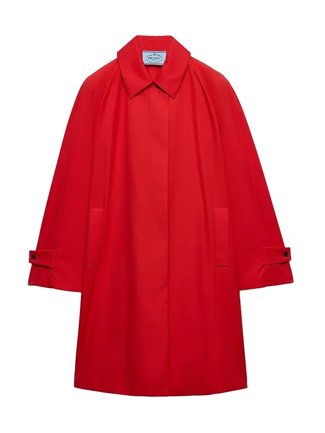 Women's Single-Breasted Gabardine Coat - Red
