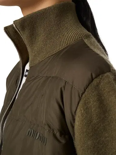 Miu Miu Women's Down-Filled Cashmere Zipper Cardigan - Green | Thumbnail 5