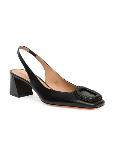 Santoni Women's Corolle Leather Slingback Pumps - Black - Size 9.5 | Thumbnail 2 Santoni Women's Corolle Leather Slingback Pumps - Black - Size 9.5 | Thumbnail 2
