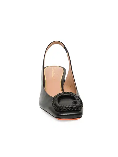 Santoni Women's Corolle Leather Slingback Pumps - Black - Size 9.5 | Thumbnail 3 Santoni Women's Corolle Leather Slingback Pumps - Black - Size 9.5 | Thumbnail 3