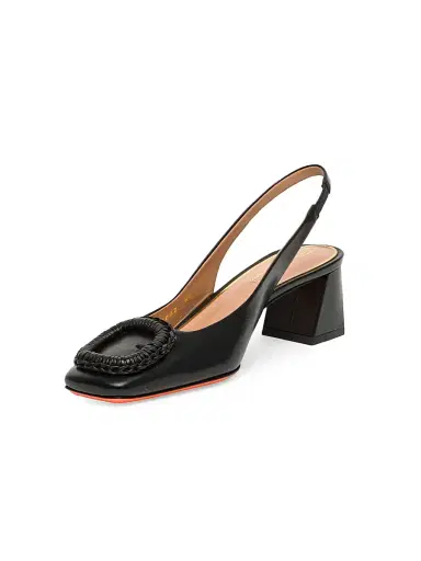 Santoni Women's Corolle Leather Slingback Pumps - Black - Size 9.5 | Thumbnail 4 Santoni Women's Corolle Leather Slingback Pumps - Black - Size 9.5 | Thumbnail 4