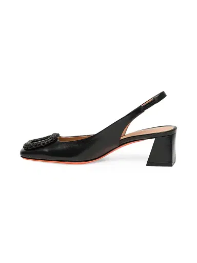 Santoni Women's Corolle Leather Slingback Pumps - Black - Size 9.5 | Thumbnail 5 Santoni Women's Corolle Leather Slingback Pumps - Black - Size 9.5 | Thumbnail 5