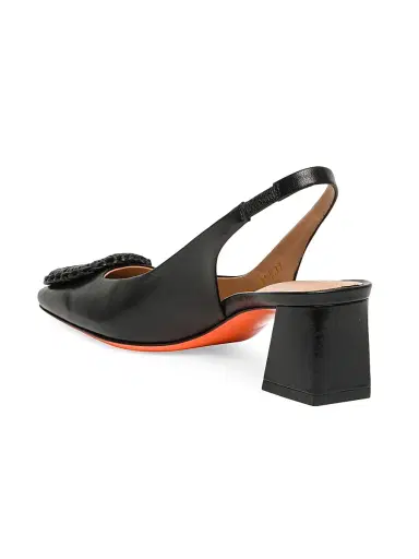 Santoni Women's Corolle Leather Slingback Pumps - Black - Size 9.5 | Thumbnail 6 Santoni Women's Corolle Leather Slingback Pumps - Black - Size 9.5 | Thumbnail 6