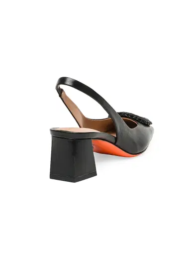 Santoni Women's Corolle Leather Slingback Pumps - Black - Size 9.5 | Thumbnail 8 Santoni Women's Corolle Leather Slingback Pumps - Black - Size 9.5 | Thumbnail 8