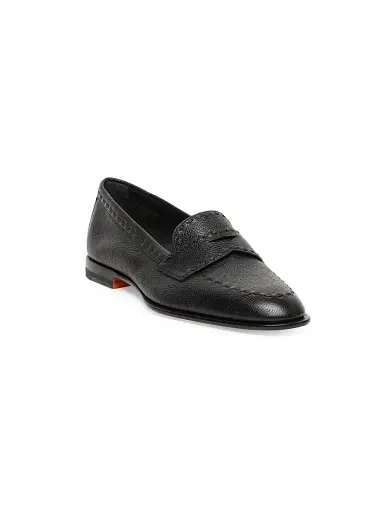 Santoni Women's Marlene Leather Penny Loafers - Black - Size 12 | Thumbnail 2
