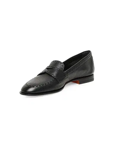 Santoni Women's Marlene Leather Penny Loafers - Black - Size 12 | Thumbnail 4