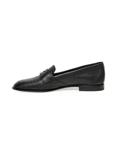Santoni Women's Marlene Leather Penny Loafers - Black - Size 12 | Thumbnail 5