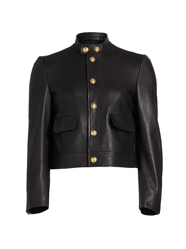 Women's Hadley Leather Cropped Jacket - Black