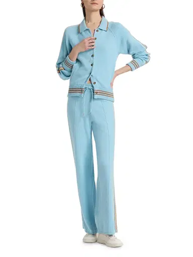 Guest In Residence Women's Cotton-Cashmere Varsity Jacket - Clear Sky - Size Small | Thumbnail 2
