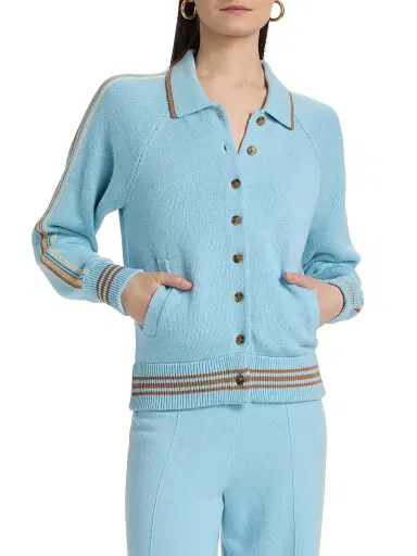 Guest In Residence Women's Cotton-Cashmere Varsity Jacket - Clear Sky - Size Small | Thumbnail 3