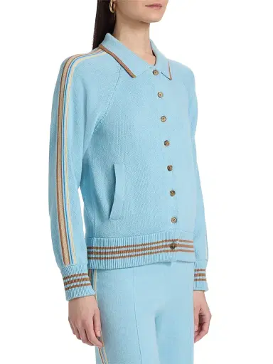 Guest In Residence Women's Cotton-Cashmere Varsity Jacket - Clear Sky - Size Small | Thumbnail 4