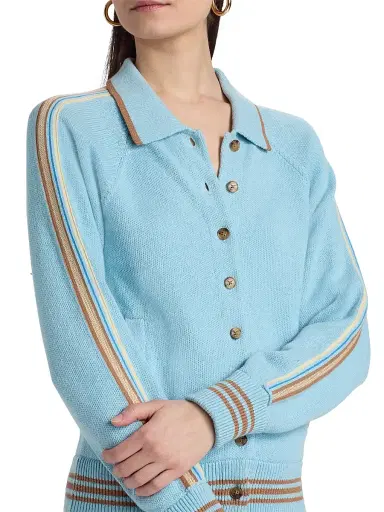 Guest In Residence Women's Cotton-Cashmere Varsity Jacket - Clear Sky - Size Small | Thumbnail 6