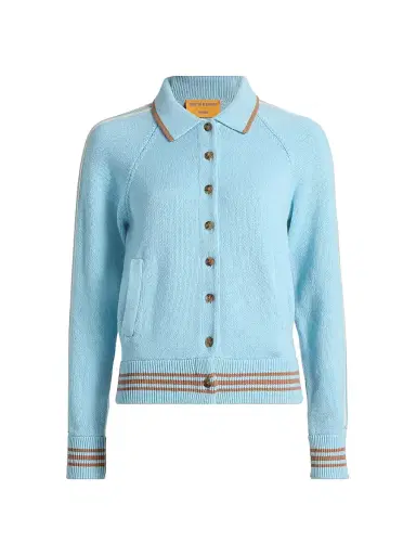 Guest In Residence Women's Cotton-Cashmere Varsity Jacket - Clear Sky - Size Small | Thumbnail 1