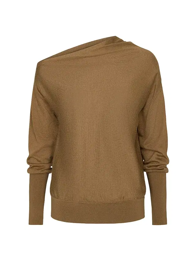 TWP Women's Cold Shoulder Wool-Silk Knit Top - Ermine