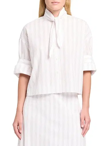 TWP Women's Tie One On Cotton Blouse - White Wine | Thumbnail 3 TWP Women's Tie One On Cotton Blouse - White Wine | Thumbnail 3