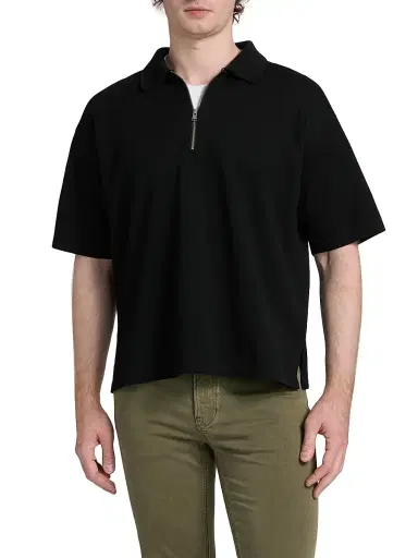 Frame Men's Knit Quarter-Zip Polo Shirt - Black - Size XL | Thumbnail 3 Frame Men's Knit Quarter-Zip Polo Shirt - Black - Size XL | Thumbnail 3