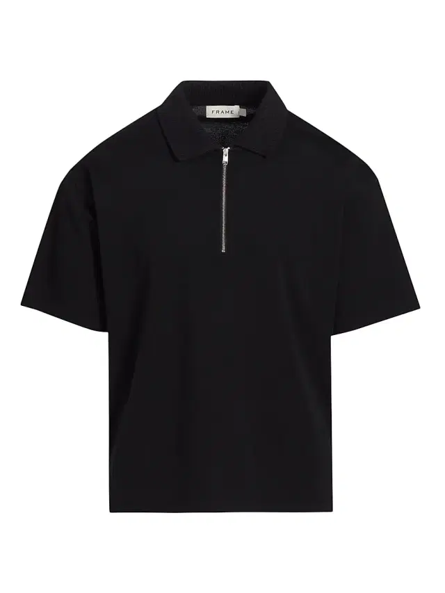 FRAME Men's Knit Quarter-Zip Polo Shirt - Black