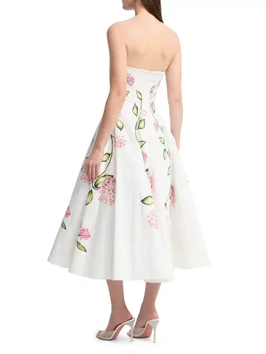 Oscar de la Renta Women's Porcelain Floral Strapless Cocktail Dress - Pink White | Thumbnail 5 Oscar de la Renta Women's Porcelain Floral Strapless Cocktail Dress - Pink White | Thumbnail 5