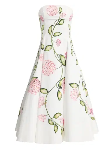 Oscar de la Renta Women's Porcelain Floral Strapless Cocktail Dress - Pink White | Thumbnail 1 Oscar de la Renta Women's Porcelain Floral Strapless Cocktail Dress - Pink White | Thumbnail 1