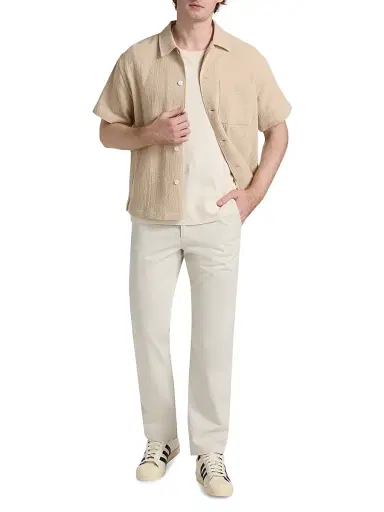 Frame Men's Open Weave Short-Sleeve Button-Front Shirt - Light Stone - Size XXL | Thumbnail 2