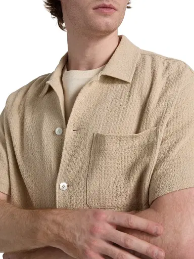 Frame Men's Open Weave Short-Sleeve Button-Front Shirt - Light Stone - Size XXL | Thumbnail 6