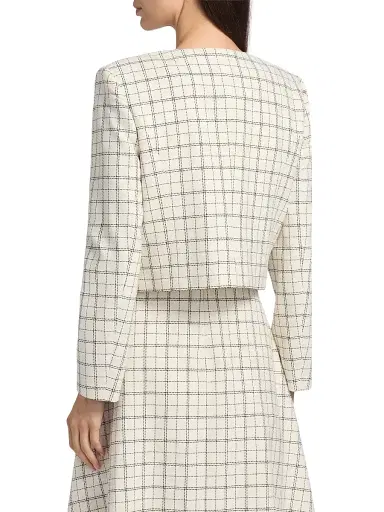 Milly Women's Mika Plaid Jacket - White Black | Thumbnail 5 Milly Women's Mika Plaid Jacket - White Black | Thumbnail 5