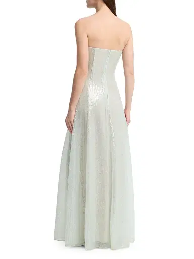 Oscar de la Renta Women's Appliqué Sequined Strapless Gown - Frosted Mint | Thumbnail 5 Oscar de la Renta Women's Appliqué Sequined Strapless Gown - Frosted Mint | Thumbnail 5