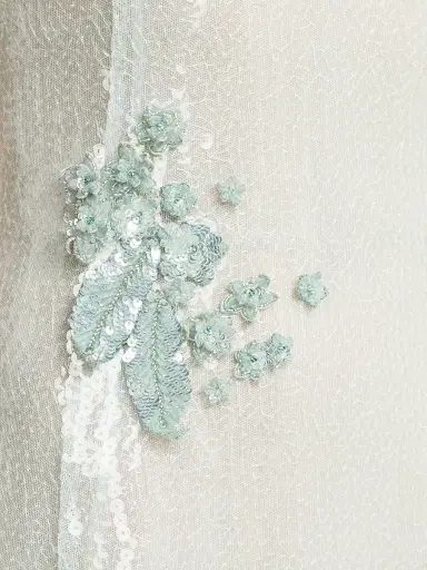 Oscar de la Renta Women's Appliqué Sequined Strapless Gown - Frosted Mint | Thumbnail 7 Oscar de la Renta Women's Appliqué Sequined Strapless Gown - Frosted Mint | Thumbnail 7