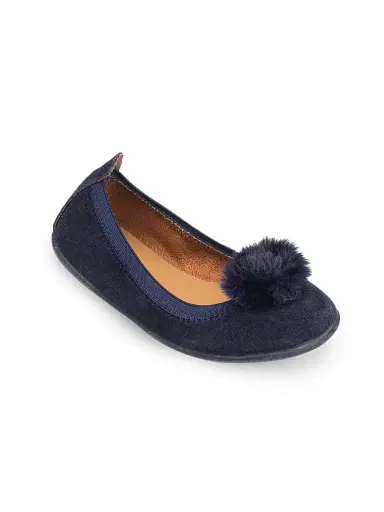 Elephantito Little Girl's & Girl's Suede Pom Pom Flats - Blue 9 (Toddler) | Thumbnail 1