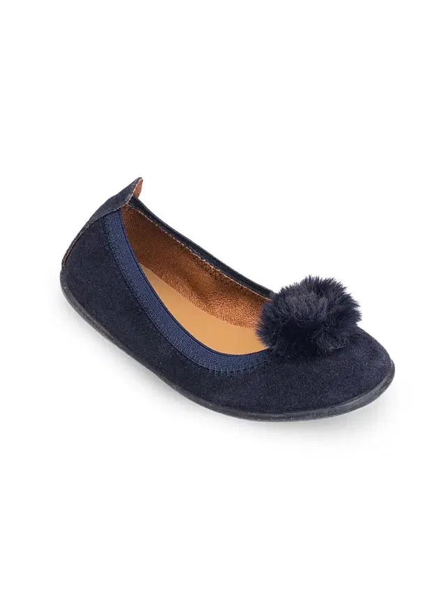 Elephantito Little Girl's & Girl's Suede Pom Pom Flats - Blue 10 (Toddler)
