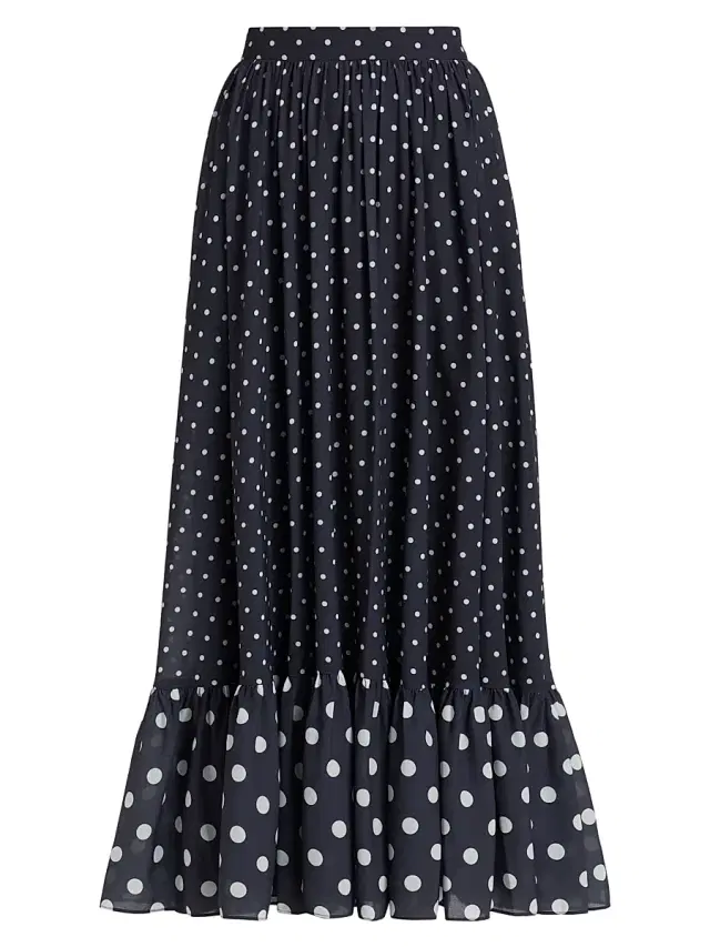 Toccin Women's Goldie Polka Dot Maxi Skirt - Midnight Polka Dot