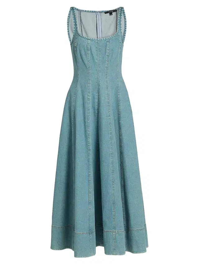 Toccin Women's Tia Stretch Denim Midi-Dress - Light Wash