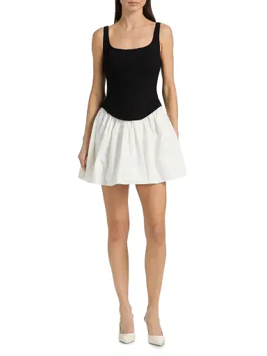 Toccin Women's Felicie Mixed-Media Minidress - Jet Optic | Thumbnail 2