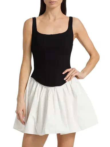 Toccin Women's Felicie Mixed-Media Minidress - Jet Optic | Thumbnail 3