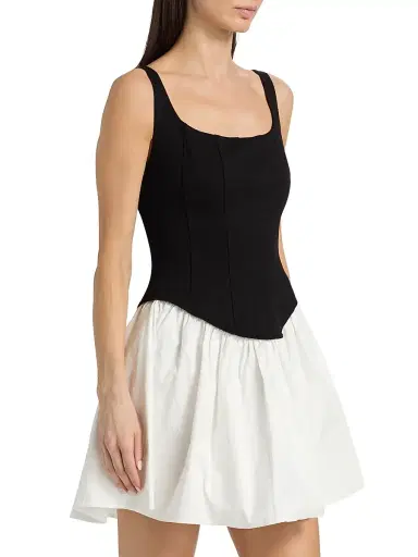 Toccin Women's Felicie Mixed-Media Minidress - Jet Optic | Thumbnail 4