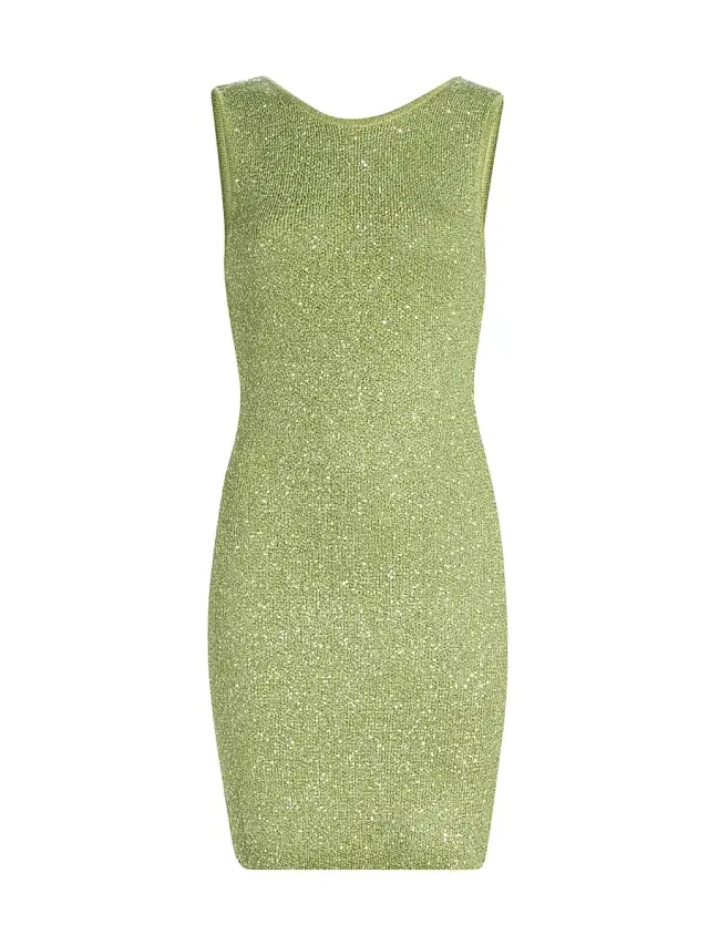 Toccin Women's Alaina Embellished Knit Scoopback Minidress - Pistachio