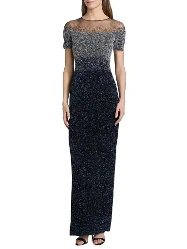 PAMELLA ROLAND Women's Signature Sequined Gown - Silver Navy - Size 12 | Thumbnail 3 PAMELLA ROLAND Women's Signature Sequined Gown - Silver Navy - Size 12 | Thumbnail 3
