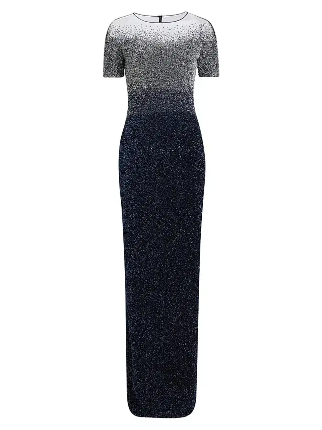 Pamella Roland Women's Signature Sequined Gown - Silver Navy