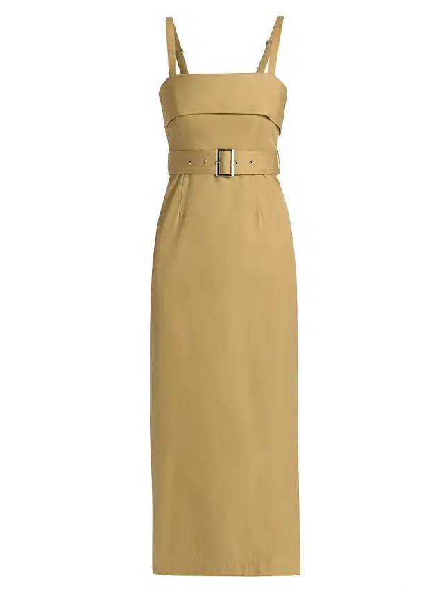 Toccin Women's Theodora Belted Cotton Midi-Dress - Biscotti