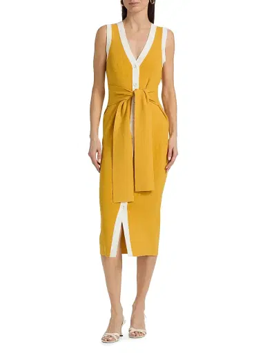 Toccin Women's Victoria Knit Tie-Waist Midi-Dress | Thumbnail 3 Toccin Women's Victoria Knit Tie-Waist Midi-Dress | Thumbnail 3