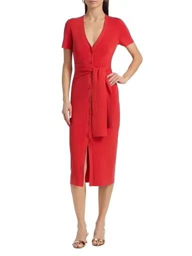 Toccin Women's Agnes Rib-Knit Midi-Dress - Tomato | Thumbnail 2